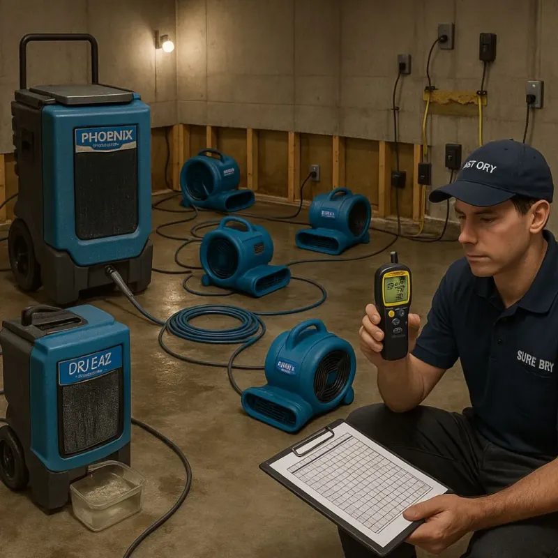 Structural Drying and Dehumidification process in Fredericksburg, PA